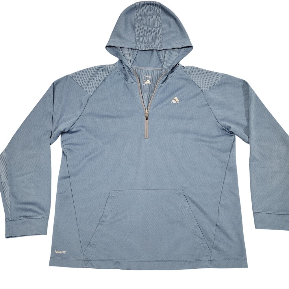 Nike ACG Fit Dry Hoodie Large Blue Pullover Outdoor Gorpcore Hiking Lightweight